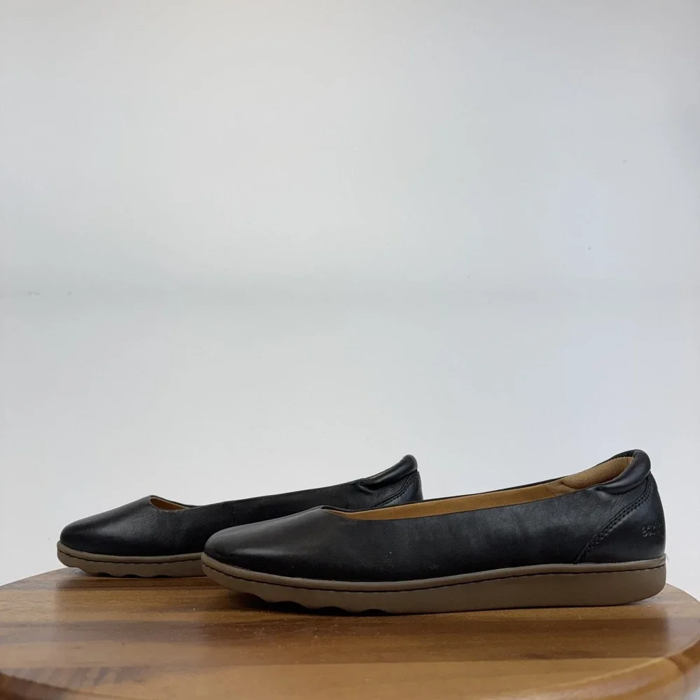 New Womens Earth Landen Black Leather Comfort Formal Ballet Flats Shoe Size 10 W